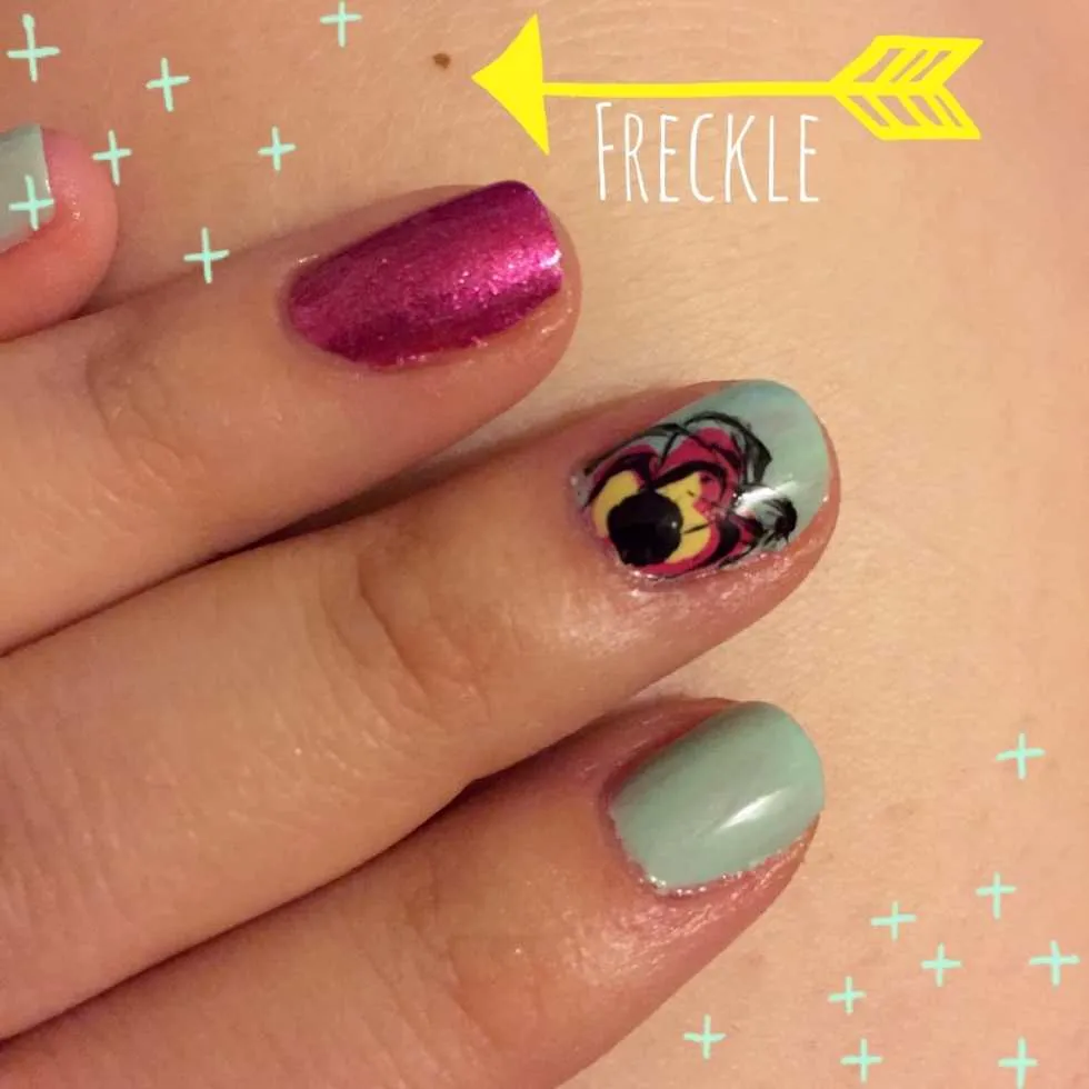 Mint & Pink Abstract Floral Nail Art Design by