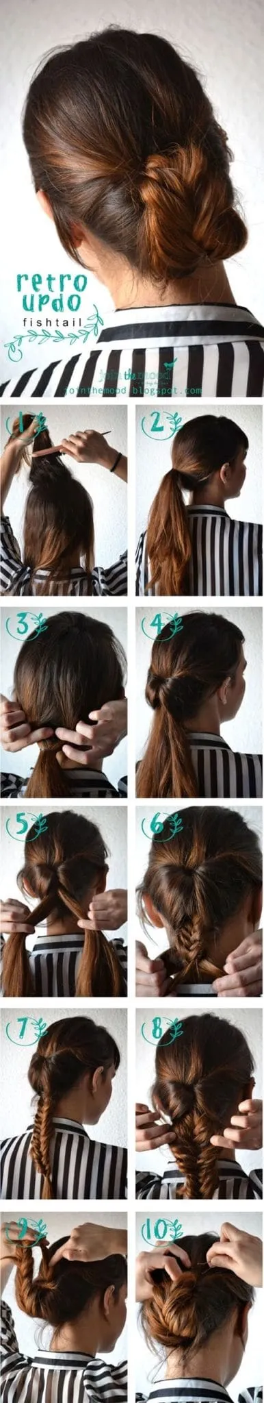 Retro Updo Fishtail on Hairstyles-Tutorial.blogspot.com