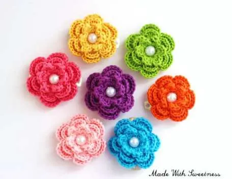 Crochet Flower Hair Barrette Choose Your Own Color by Made With Sweetness