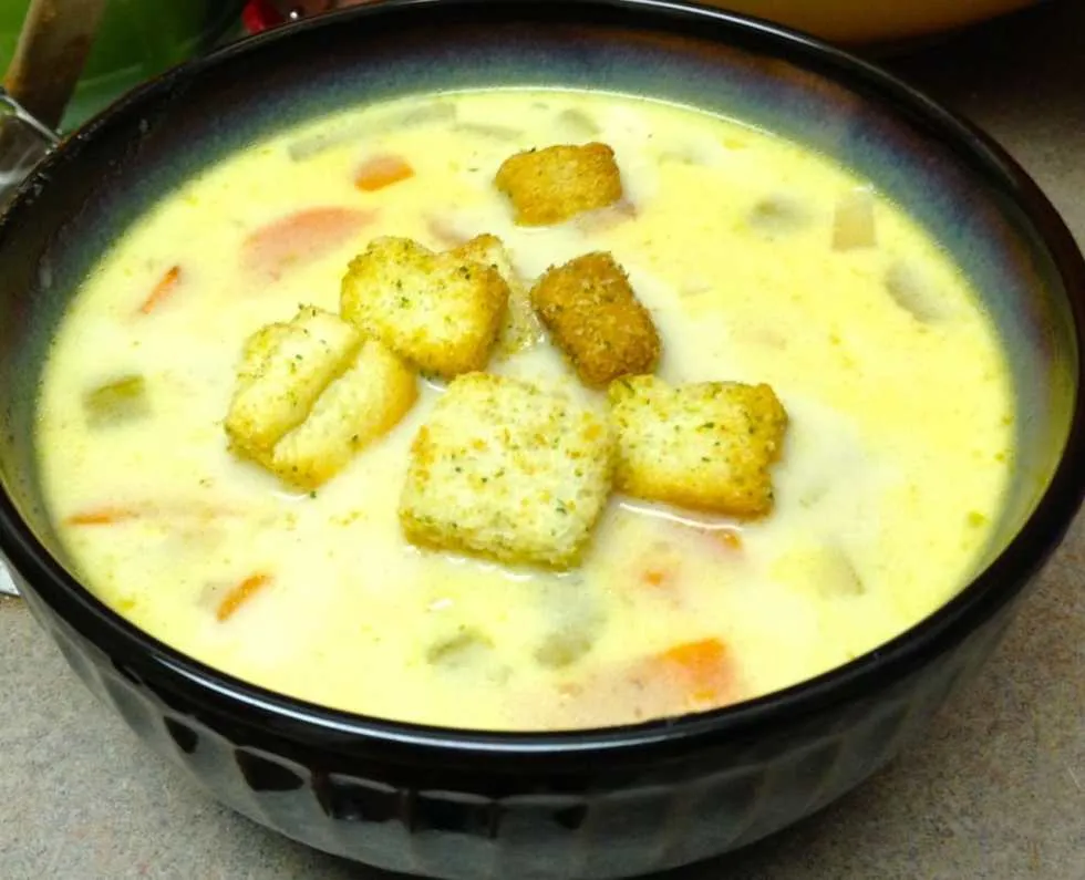 Slow-Cooker Beer and Cheese Chowder by Katie Crafts; soup