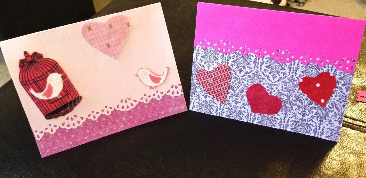 DIY Valentine's Cards by Katie Crafts; finished valentines