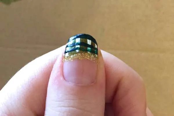 St. Patrick's Day Nail Art: Plaid & Shamrocks Design by