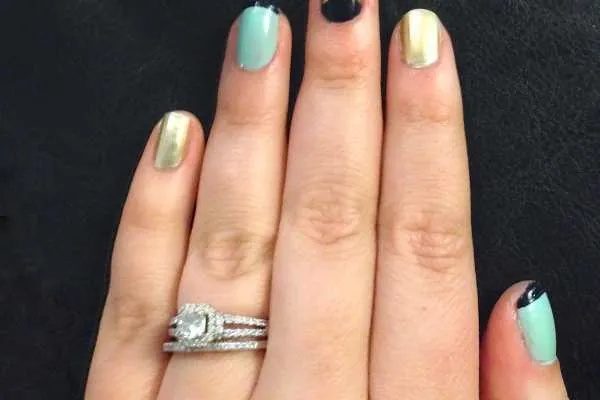 Nail Art Design: Navy, Mint & Gold bynavy-mint-gold-nails-slice
