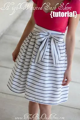 High Waisted Sash Skirt Tutorial from This Big Oak Tree