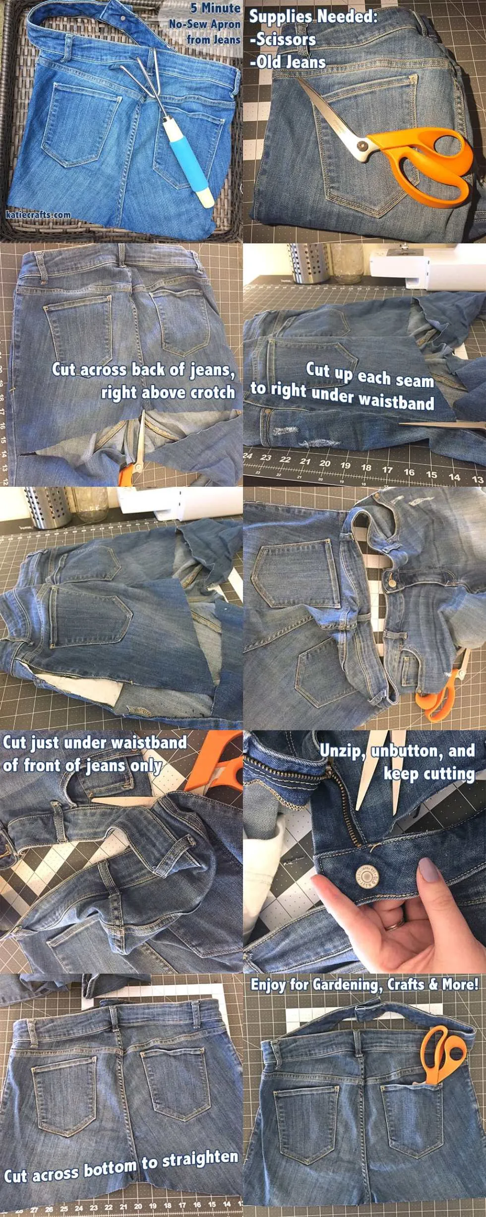 5 Minute No Sew Apron From Jeans, Tutorial by