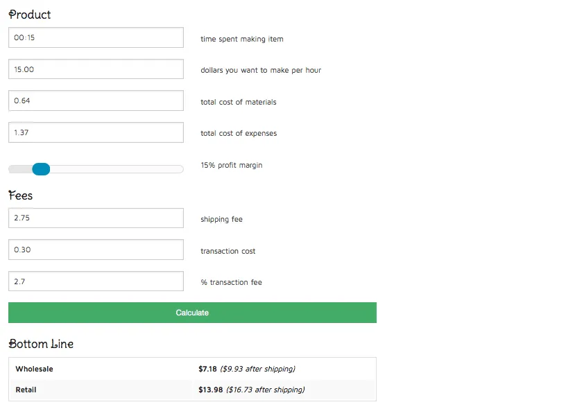 Etsy Pricer Tool