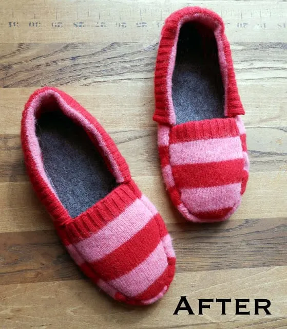 Upcycled Sweater Slippers from We Can Re-Do It