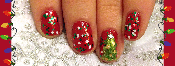 Christmas Nail Art Design for #ManicureMonday by Katie Crafts; https://www.katiecrafts.com