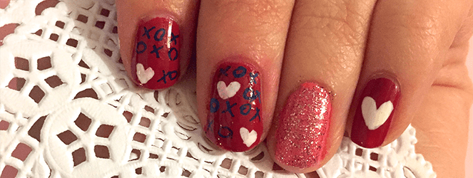 XOXO Valentine's Nail Art Design by Katie Crafts; https://www.katiecrafts.com