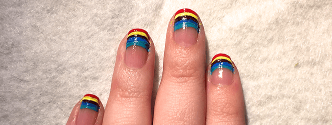 Nail Art Design: Rainbow Tips by Katie Crafts; https://www.katiecrafts.com