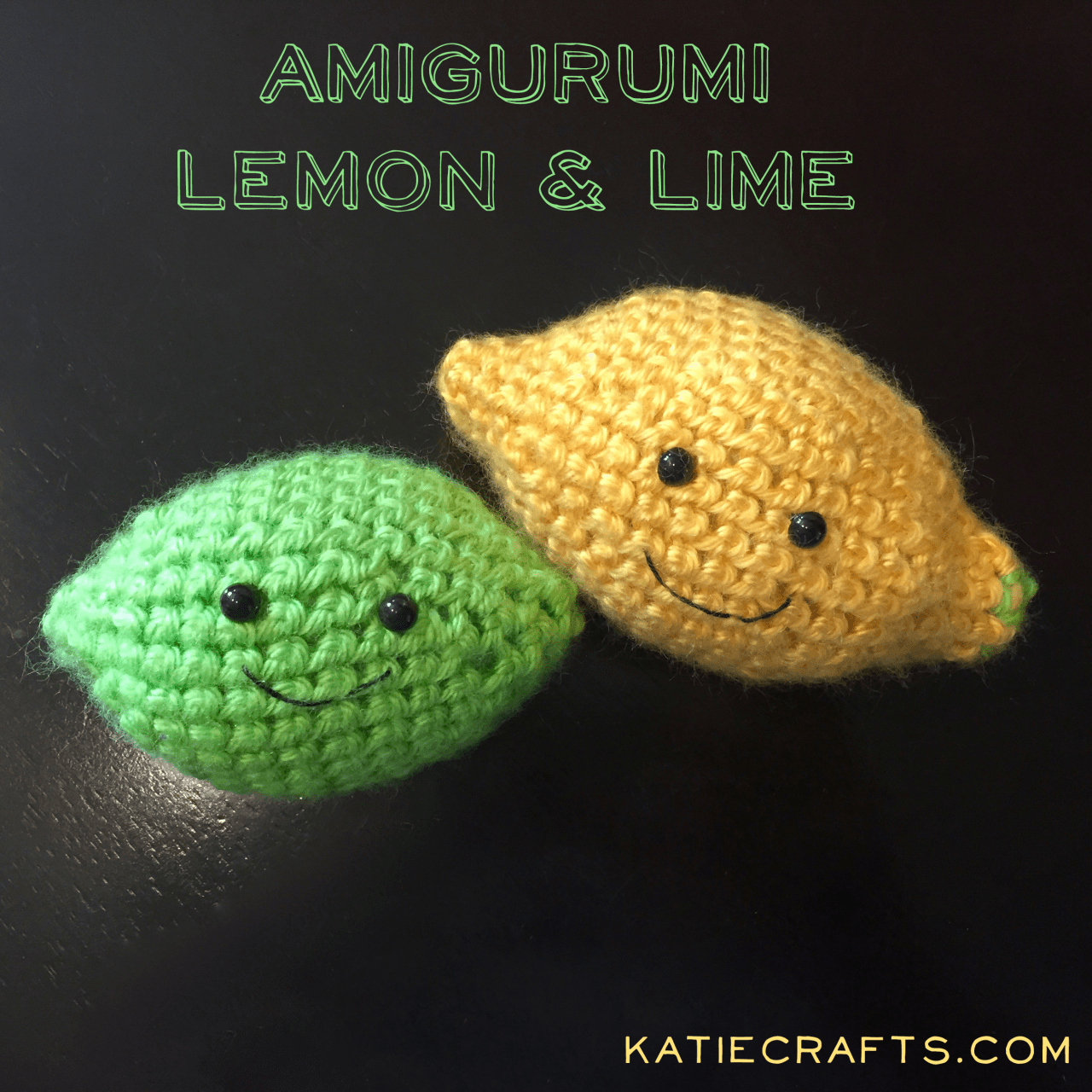 Amigurumi Lemon & Lime Crochet Patterns on Katie Crafts; https://www.katiecrafts.com