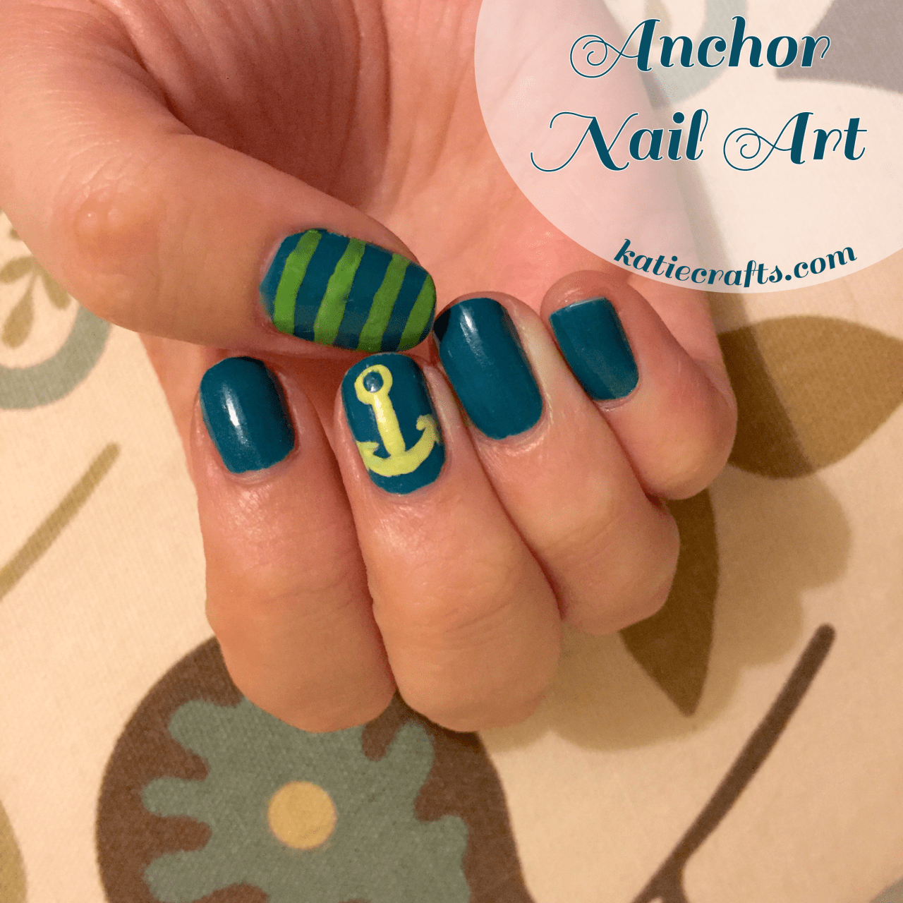 Anchors Nail Art Design by Katie Crafts; https://www.katiecrafts.com