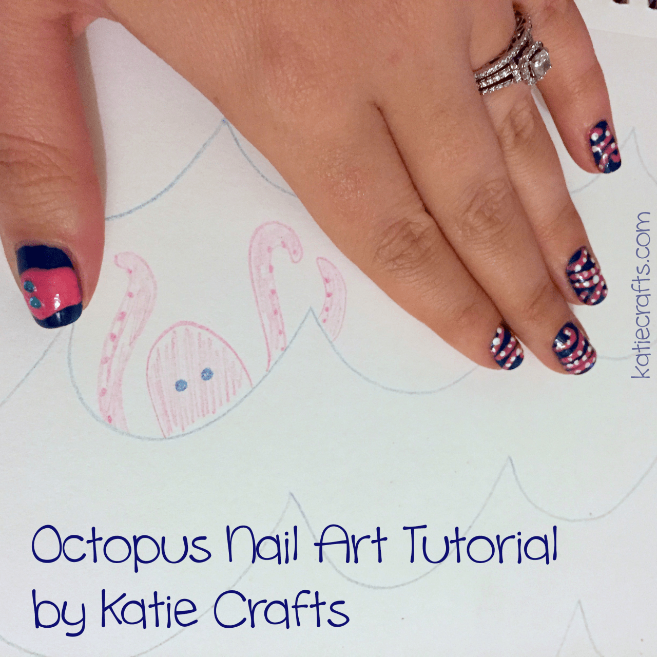 Octopus Nail Art Tutorial by Katie Crafts; https://www.katiecrafts.com