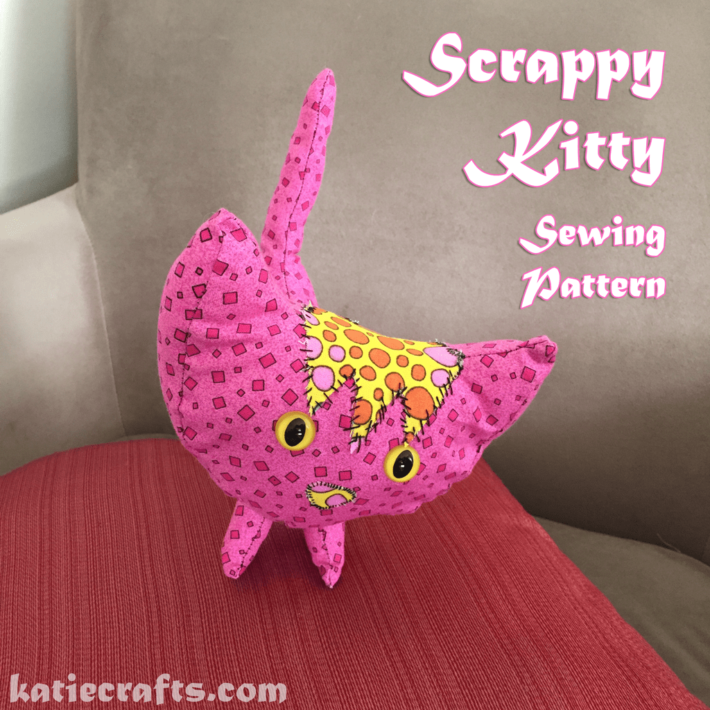 Scrappy Kitty Sewing Pattern on Katie Crafts; https://www.katiecrafts.com