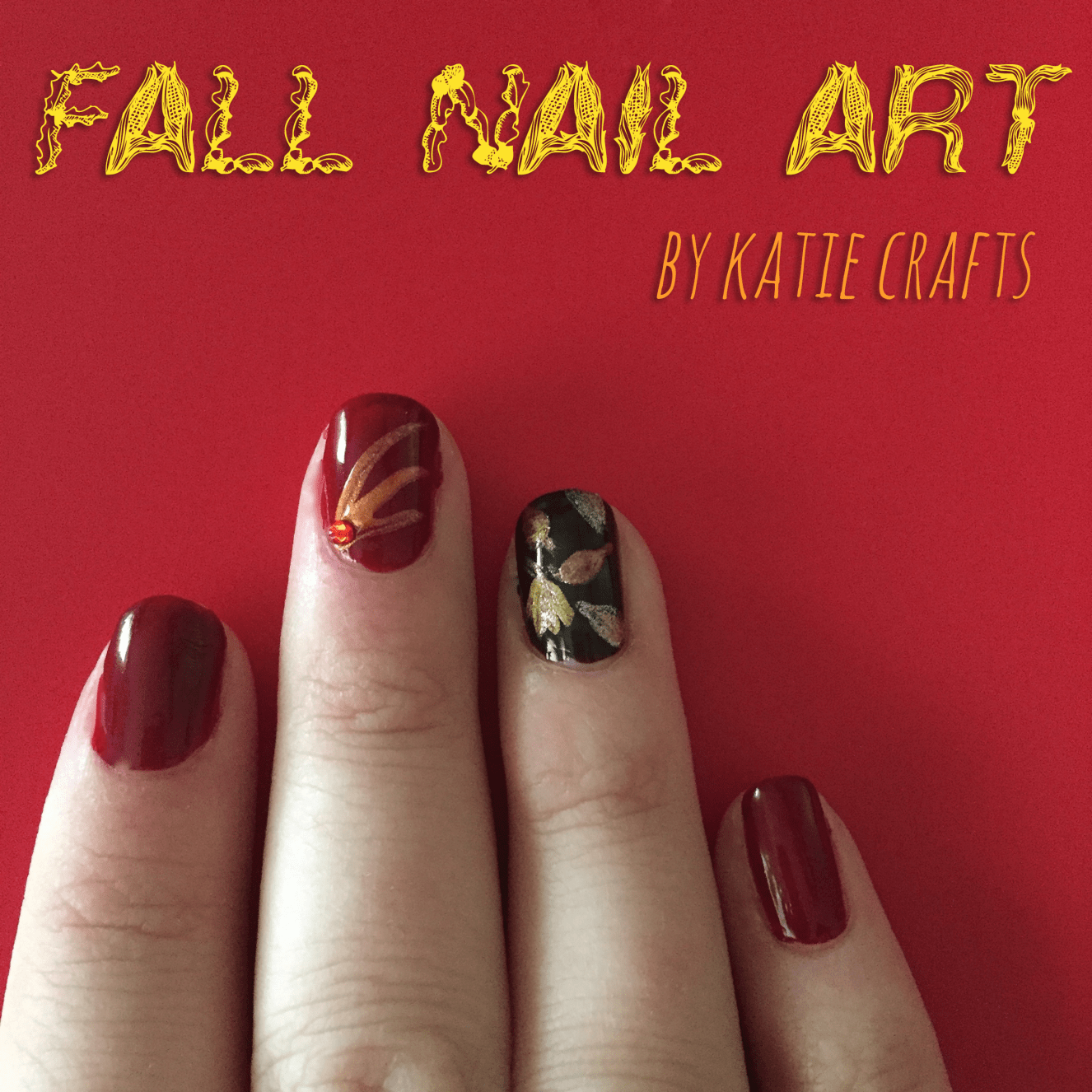 Fall Nail Art Design on Katie Crafts; https://www.katiecrafts.com
