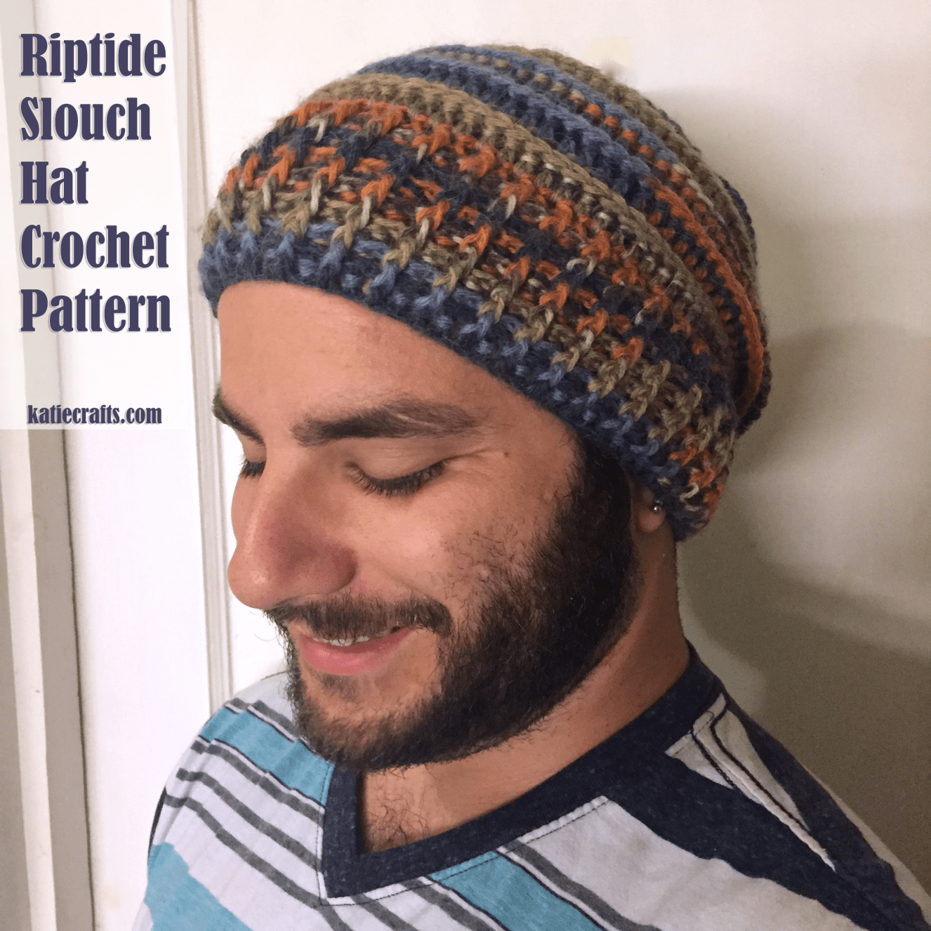 Riptide Slouch Hat Crochet Pattern on Katie Crafts; https://www.katiecrafts.com