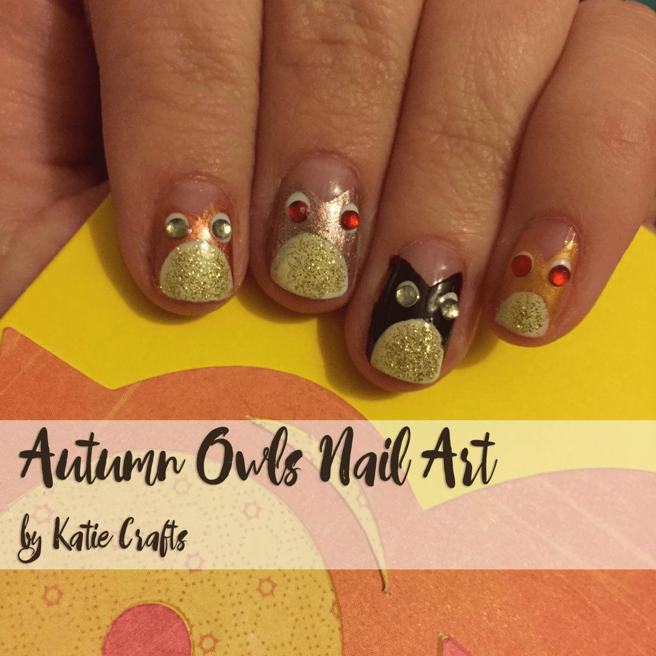 Autumn Owls Nail Art Tutorial by Katie Crafts; https://www.katiecrafts.com