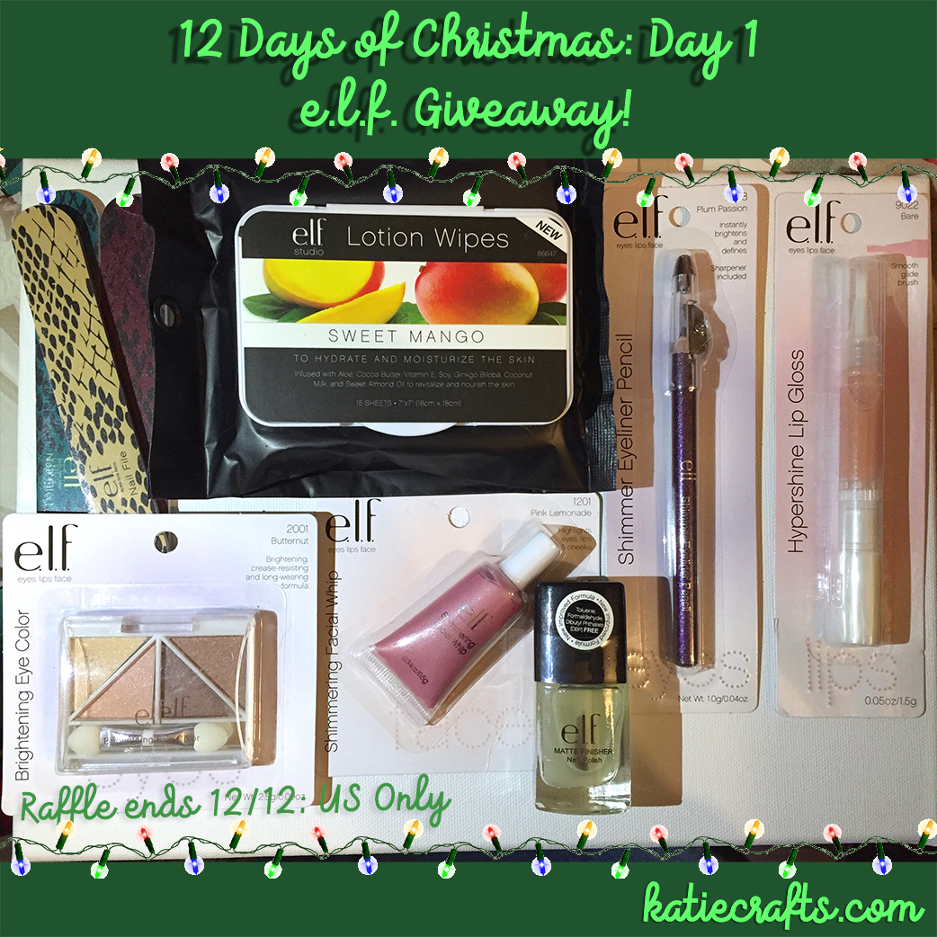 12 Days of Christmas: Day 1; e.l.f. Haul Giveaway! on Katie Crafts; https://www.katiecrafts.com