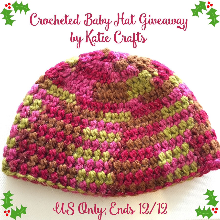 Crocheted Baby Hat Giveaway by Katie Crafts; https://www.katiecrafts.com