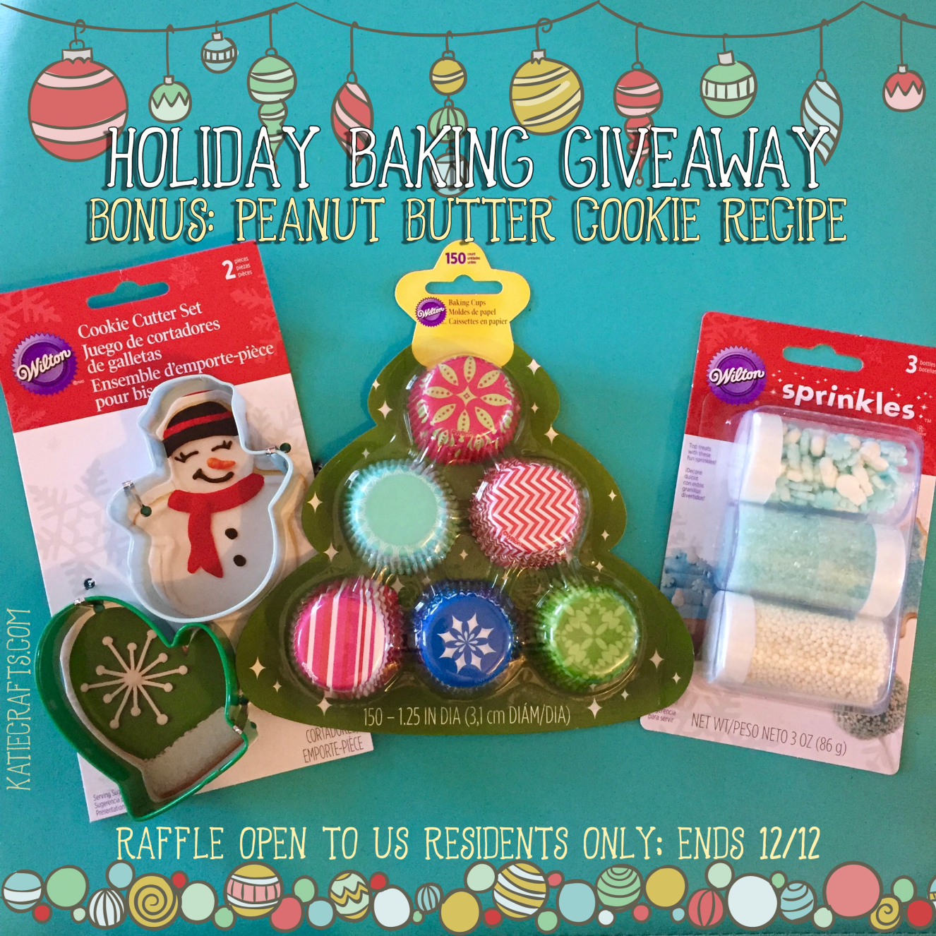 Holiday Baking Giveaway + Bonus Peanut Butter Cookie Recipe by Katie Crafts; https://www.katiecrafts.com