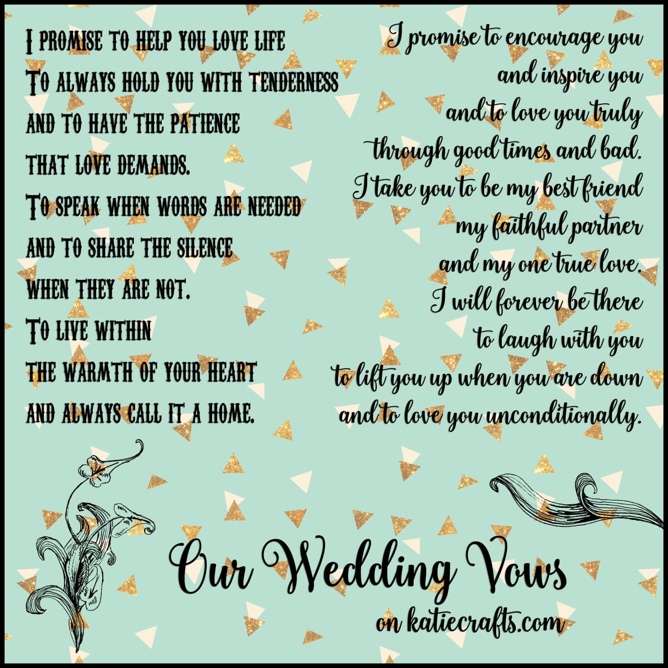 Words for Wednesday: Wedding Vows on Katie Crafts; https://www.katiecrafts.com