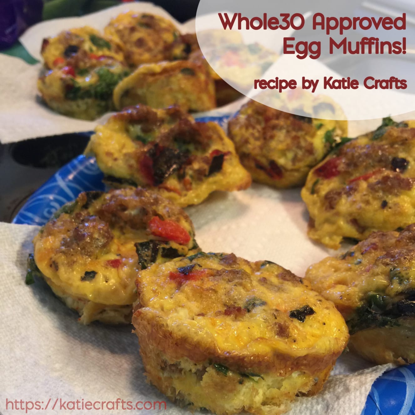 Whole30 Approved Egg Muffins on Katie Crafts; https://www.katiecrafts.com