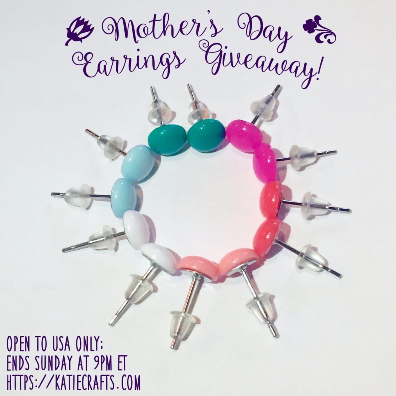 Mother's Day Earrings Giveaway! on Katie Crafts; https://www.katiecrafts.com
